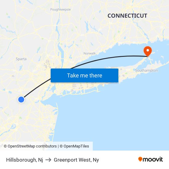 Hillsborough, Nj to Greenport West, Ny map