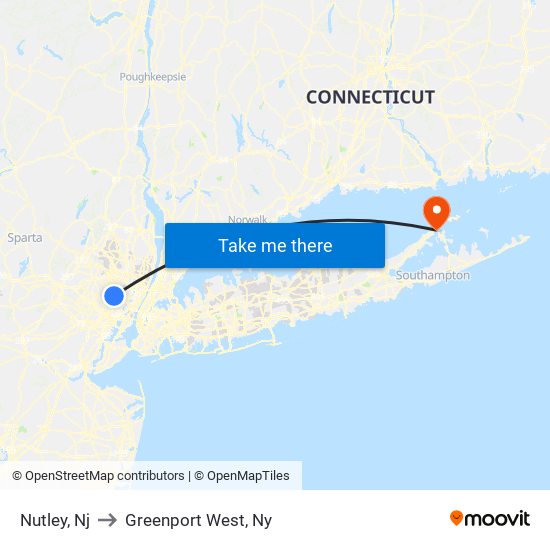 Nutley, Nj to Greenport West, Ny map