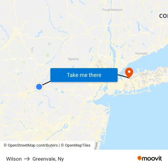 Wilson to Greenvale, Ny map