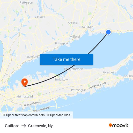 Guilford to Greenvale, Ny map