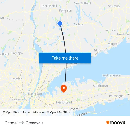 Carmel to Greenvale map
