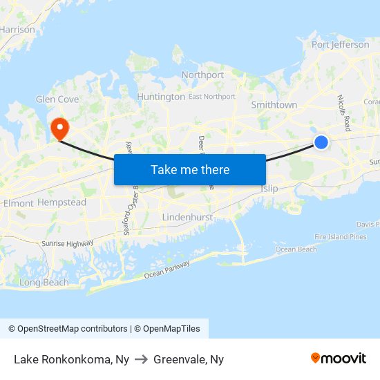 Lake Ronkonkoma, Ny to Greenvale, Ny map