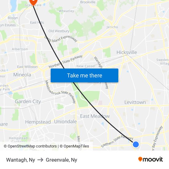 Wantagh, Ny to Greenvale, Ny map
