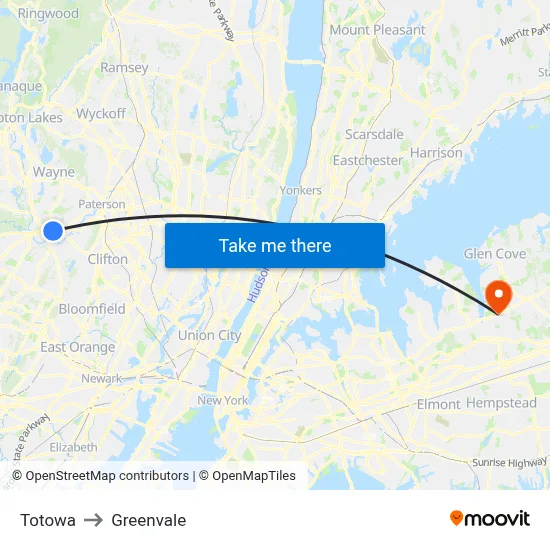 Totowa to Greenvale map