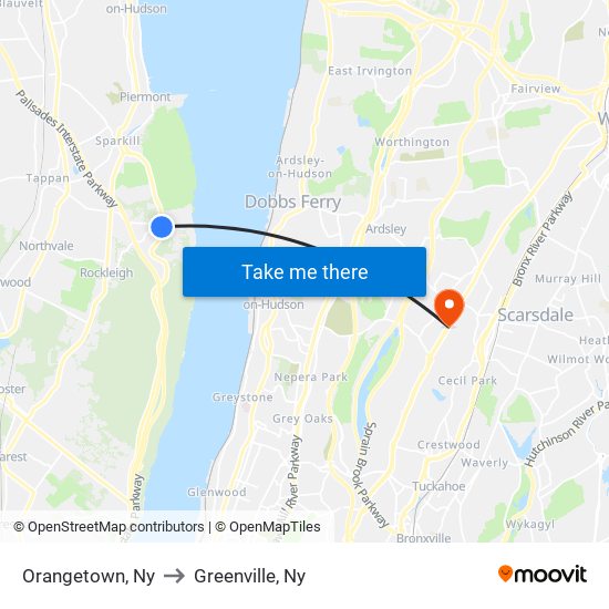 Orangetown, Ny to Greenville, Ny map