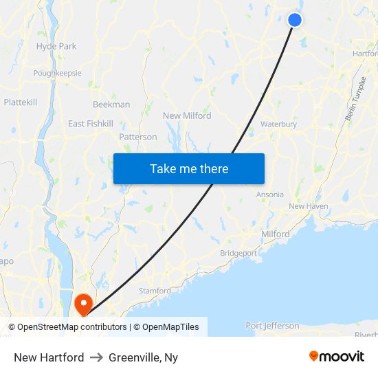 New Hartford to Greenville, Ny map