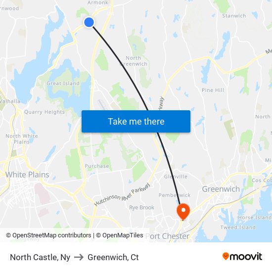 North Castle, Ny to Greenwich, Ct map