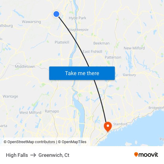 High Falls to Greenwich, Ct map