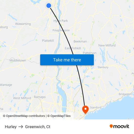 Hurley to Greenwich, Ct map