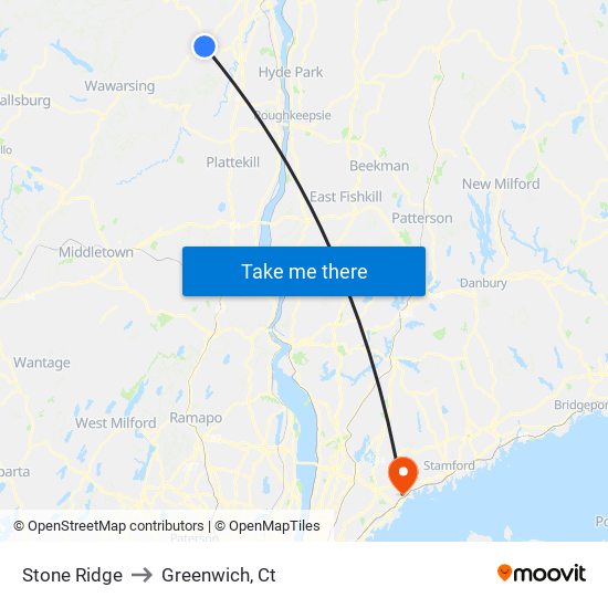 Stone Ridge to Greenwich, Ct map