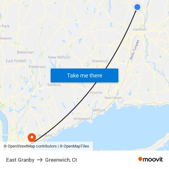 East Granby to Greenwich, Ct map