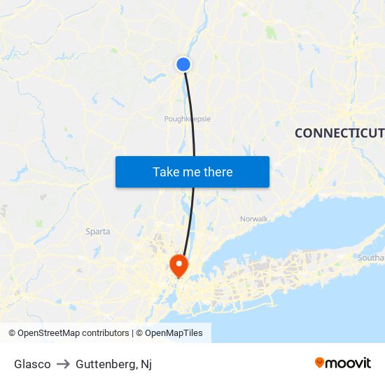 Glasco to Guttenberg, Nj map