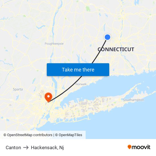 Canton to Hackensack, Nj map