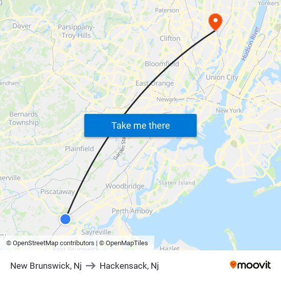 New Brunswick Nj to Hackensack Nj with public transportation