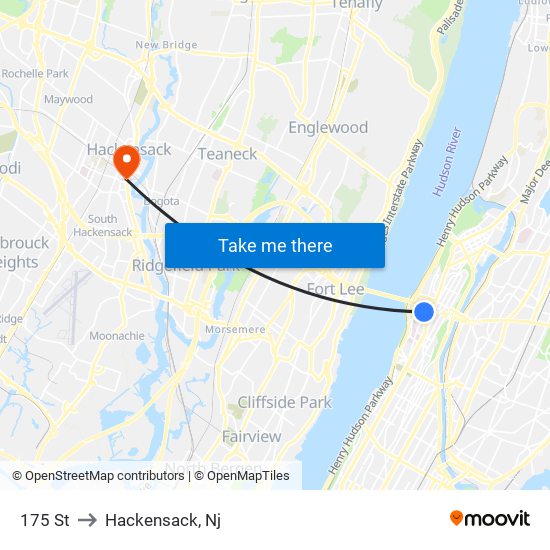 175 St to Hackensack, Nj map