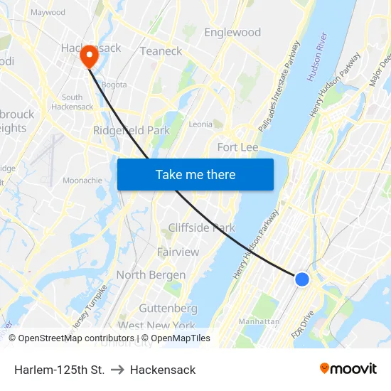 Harlem-125th St. to Hackensack map