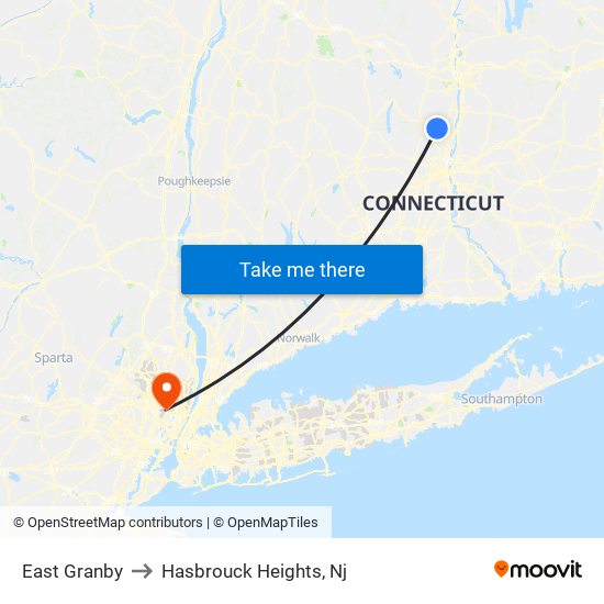 East Granby to Hasbrouck Heights, Nj map