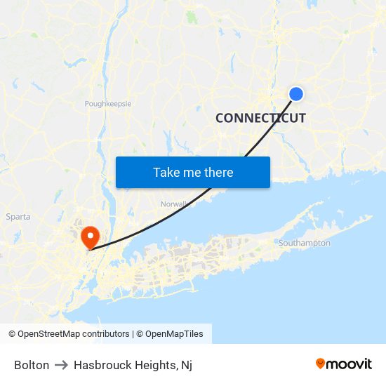 Bolton to Hasbrouck Heights, Nj map