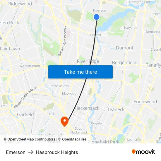 Emerson to Hasbrouck Heights map