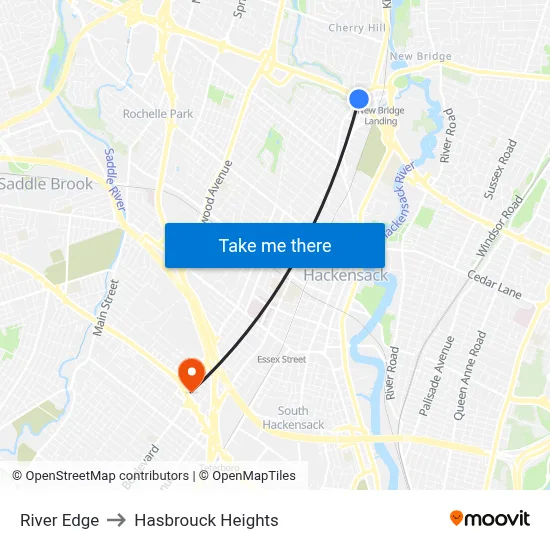 River Edge to Hasbrouck Heights map