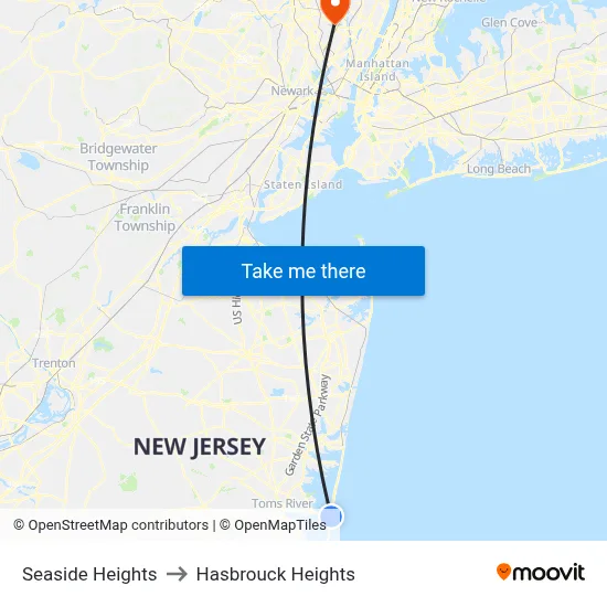 Seaside Heights to Hasbrouck Heights map