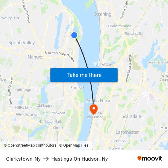 Clarkstown, Ny to Hastings-On-Hudson, Ny map
