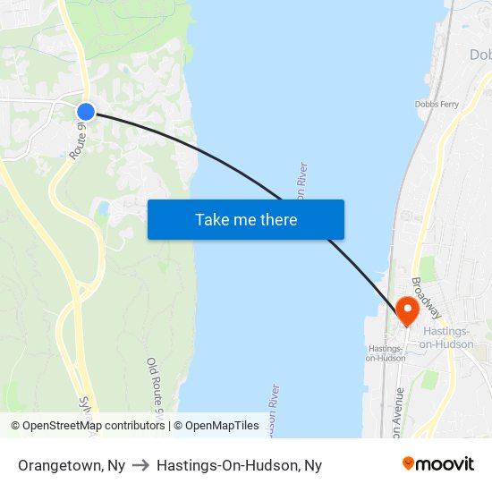 Orangetown, Ny to Hastings-On-Hudson, Ny map