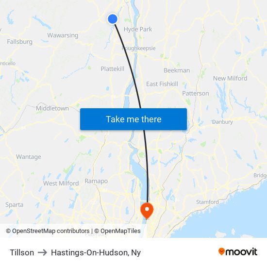 Tillson to Hastings-On-Hudson, Ny map