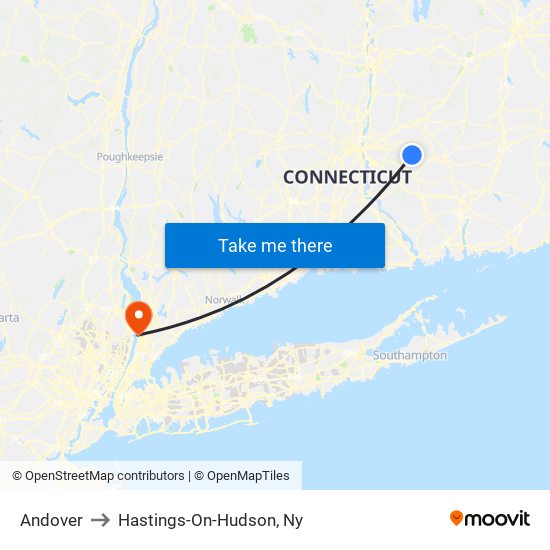 Andover to Hastings-On-Hudson, Ny map