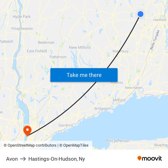 Avon to Hastings-On-Hudson, Ny map