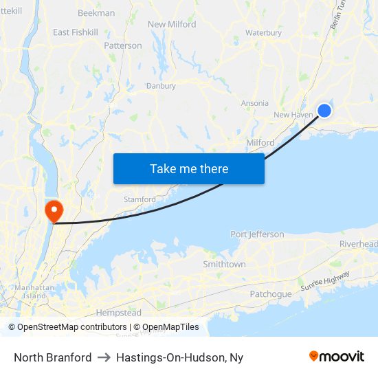 North Branford to Hastings-On-Hudson, Ny map