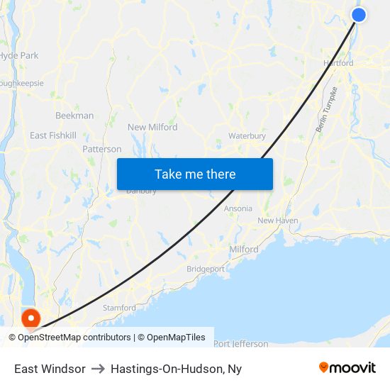 East Windsor to Hastings-On-Hudson, Ny map