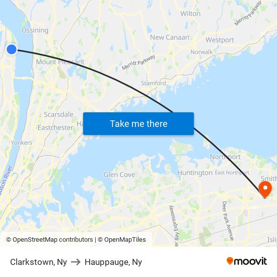 Clarkstown, Ny to Hauppauge, Ny map