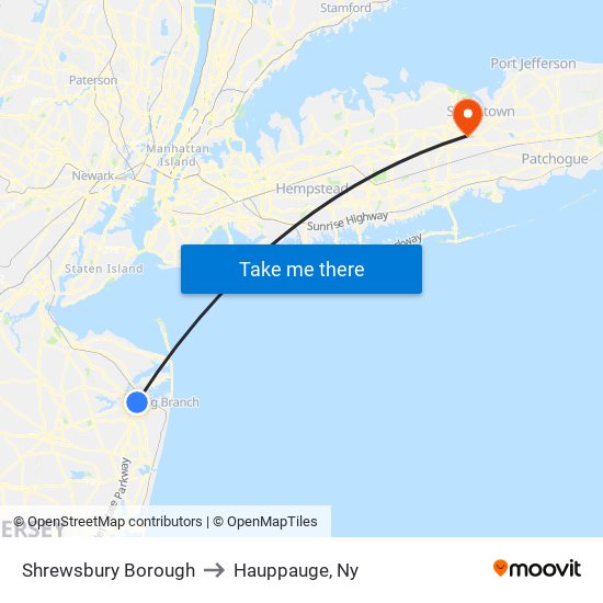 Shrewsbury Borough to Hauppauge, Ny map