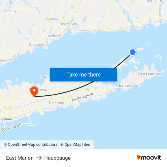 East Marion to Hauppauge map