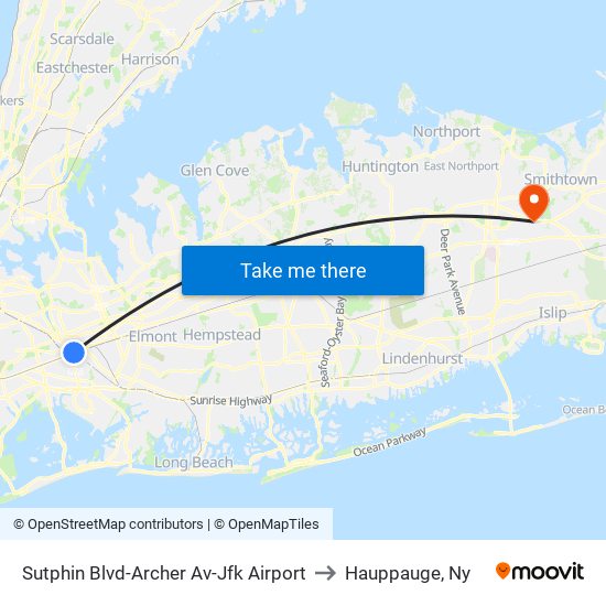 Sutphin Blvd-Archer Av-Jfk Airport to Hauppauge, Ny map