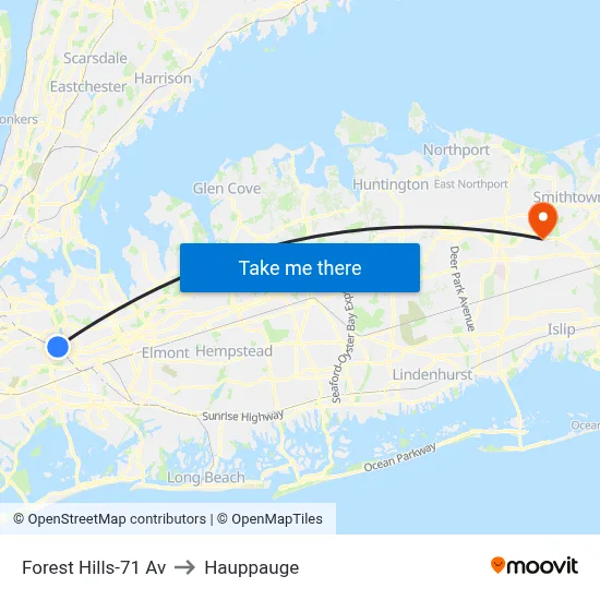Forest Hills-71 Av to Hauppauge map