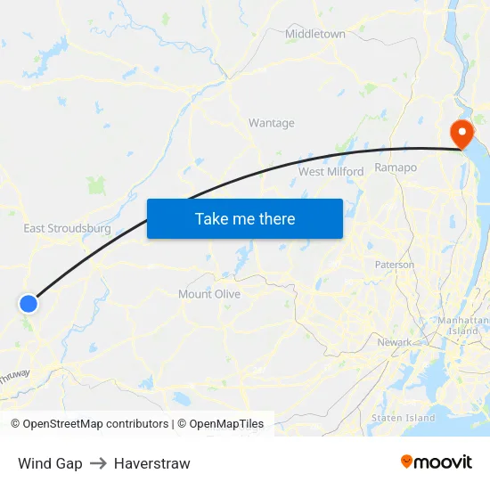Wind Gap to Haverstraw map