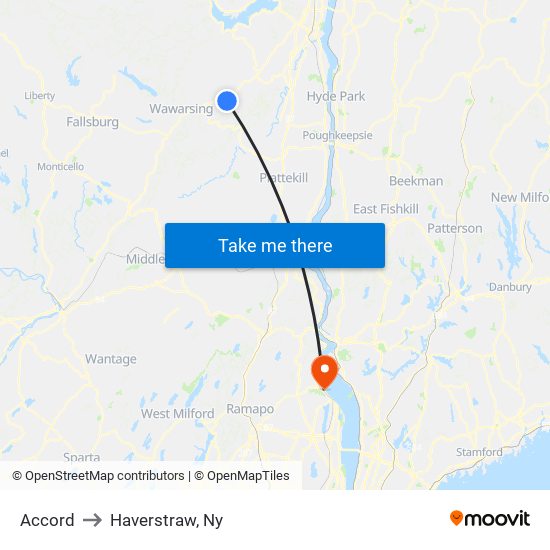 Accord to Haverstraw, Ny map