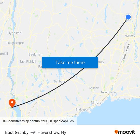 East Granby to Haverstraw, Ny map