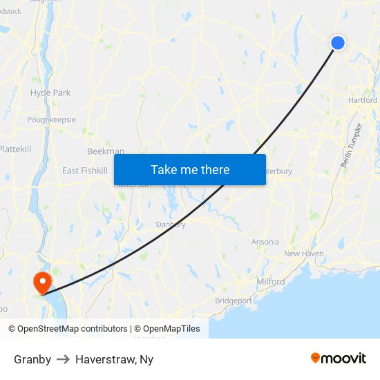 Granby to Haverstraw, Ny map