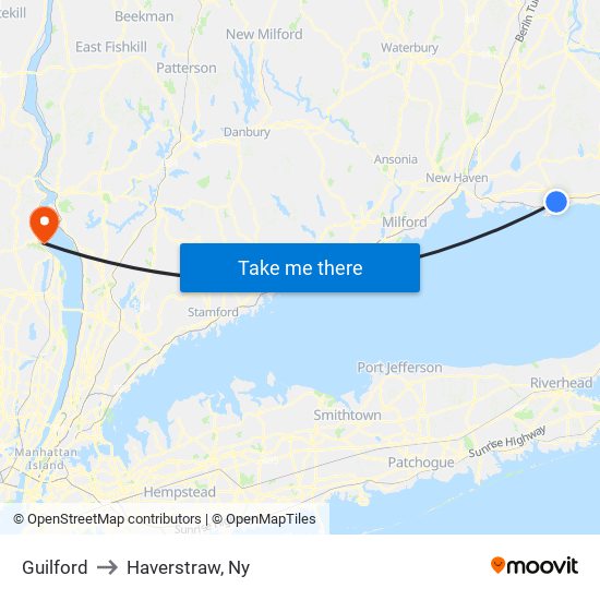 Guilford to Haverstraw, Ny map