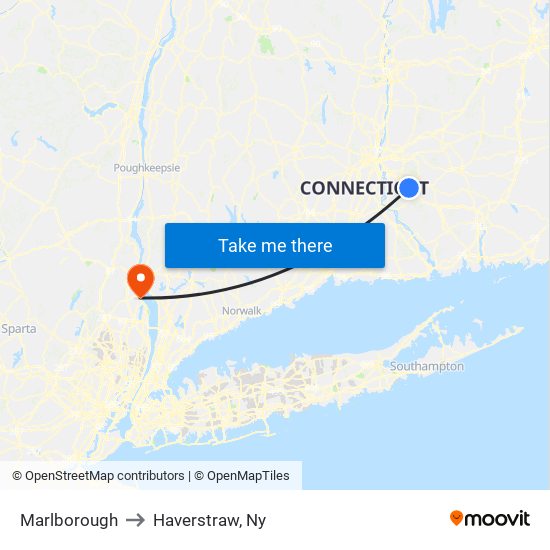 Marlborough to Haverstraw, Ny map