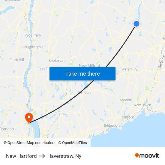New Hartford to Haverstraw, Ny map