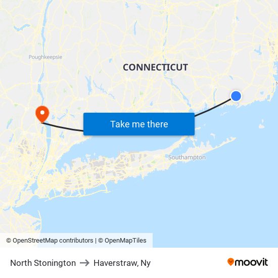 North Stonington to Haverstraw, Ny map