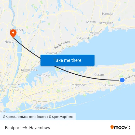 Eastport to Haverstraw map