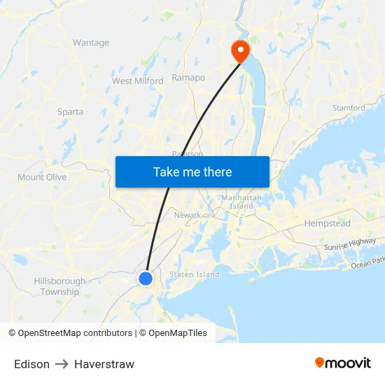 Edison to Haverstraw map