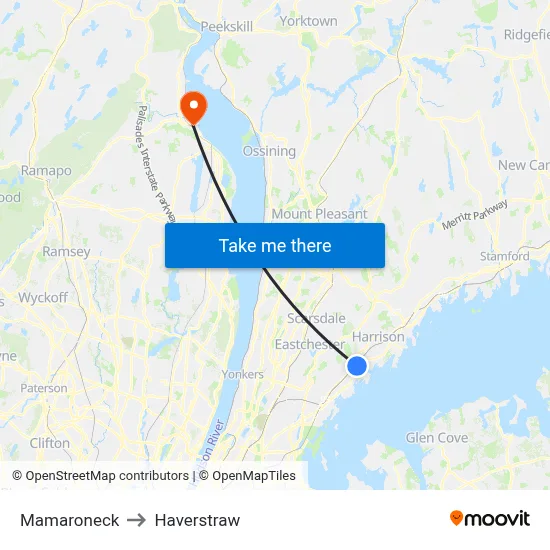 Mamaroneck to Haverstraw map