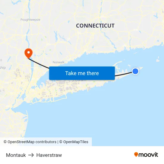 Montauk to Haverstraw map