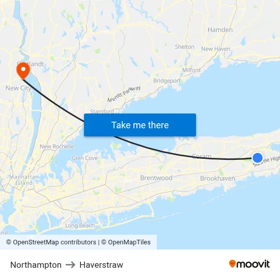 Northampton to Haverstraw map
